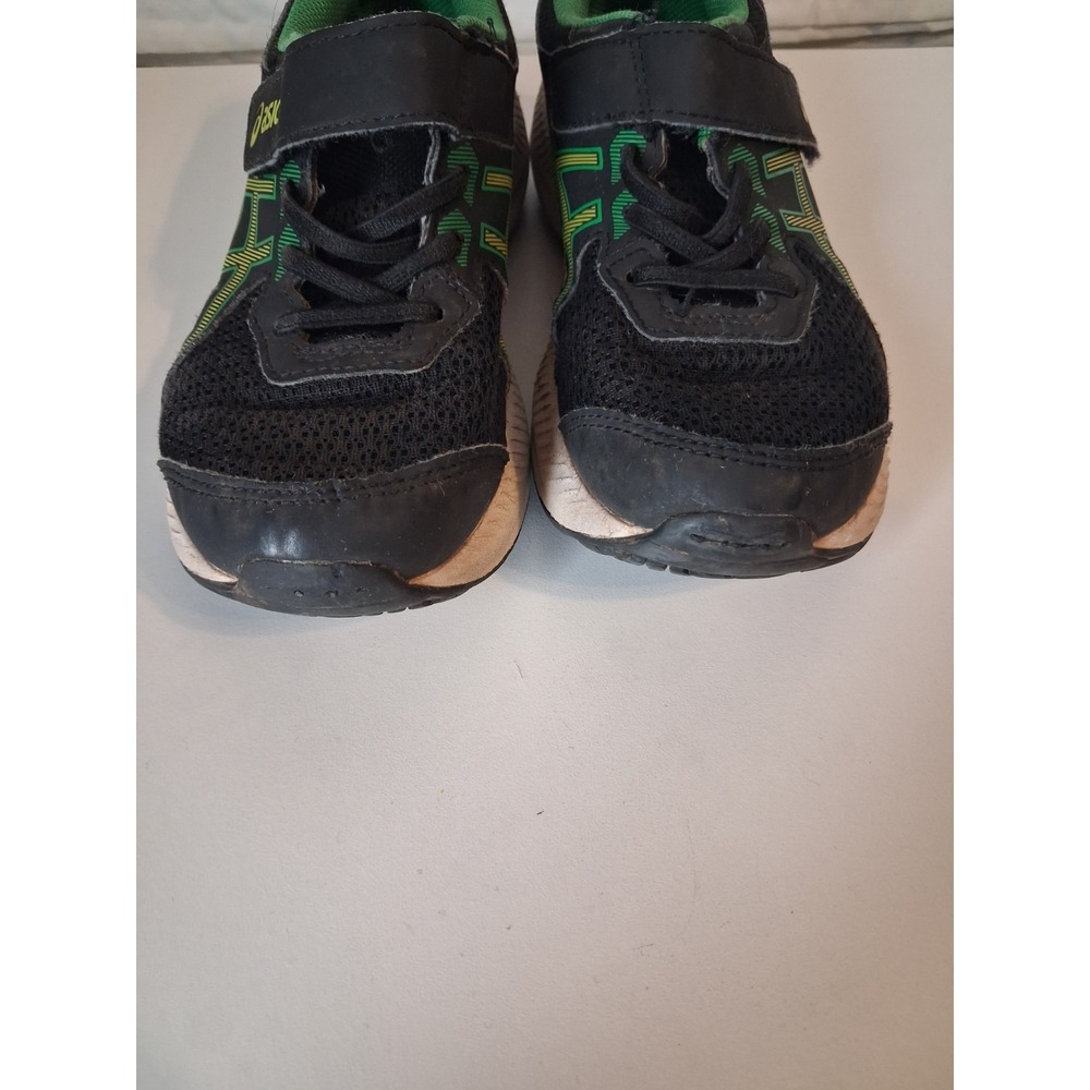 Asics Boys Sz 2 Kids Green Black Sneakers - Picture 2 of 7